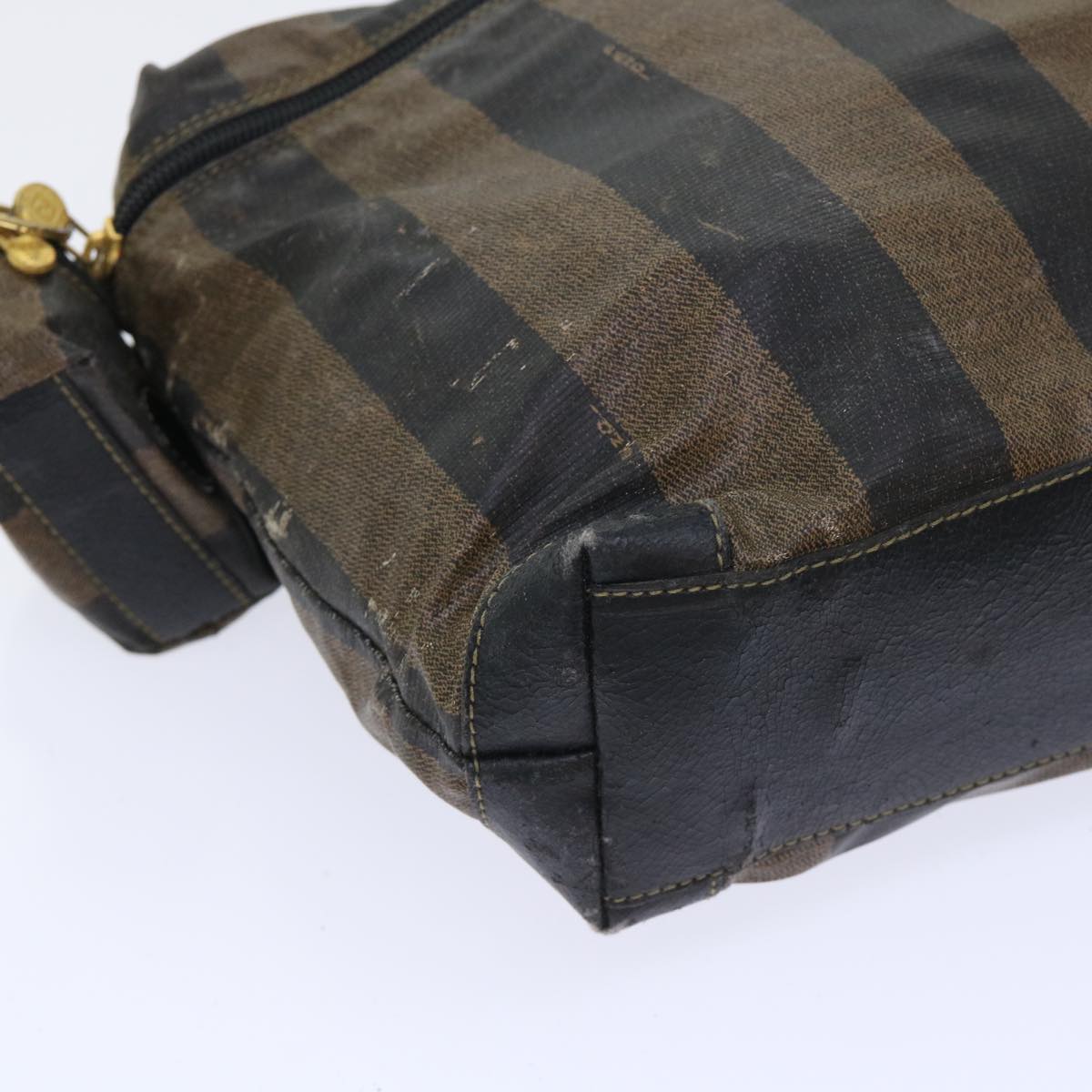 FENDI Pecan Canvas Clutch Shoulder Bag Coated Nylon 4Set Gray Brown bs7508