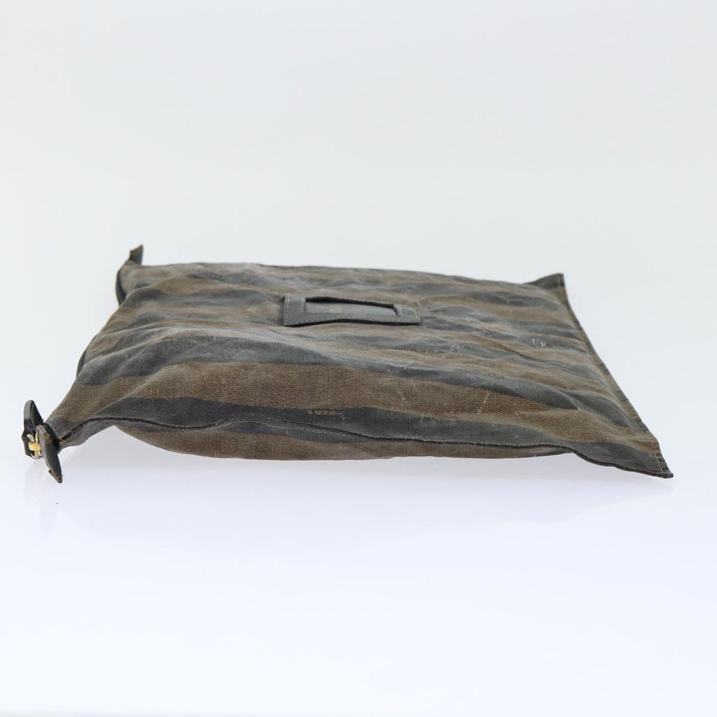 FENDI Pecan Canvas Clutch Shoulder Bag Coated Nylon 4Set Gray Brown bs7508