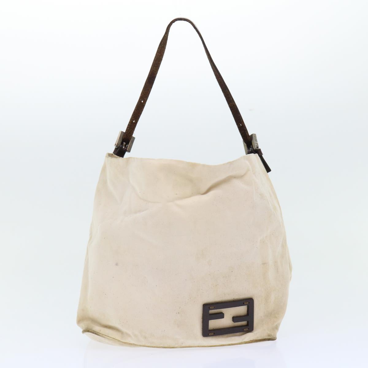 FENDI Pecan Canvas Clutch Shoulder Bag Coated Nylon 4Set Gray Brown bs7508