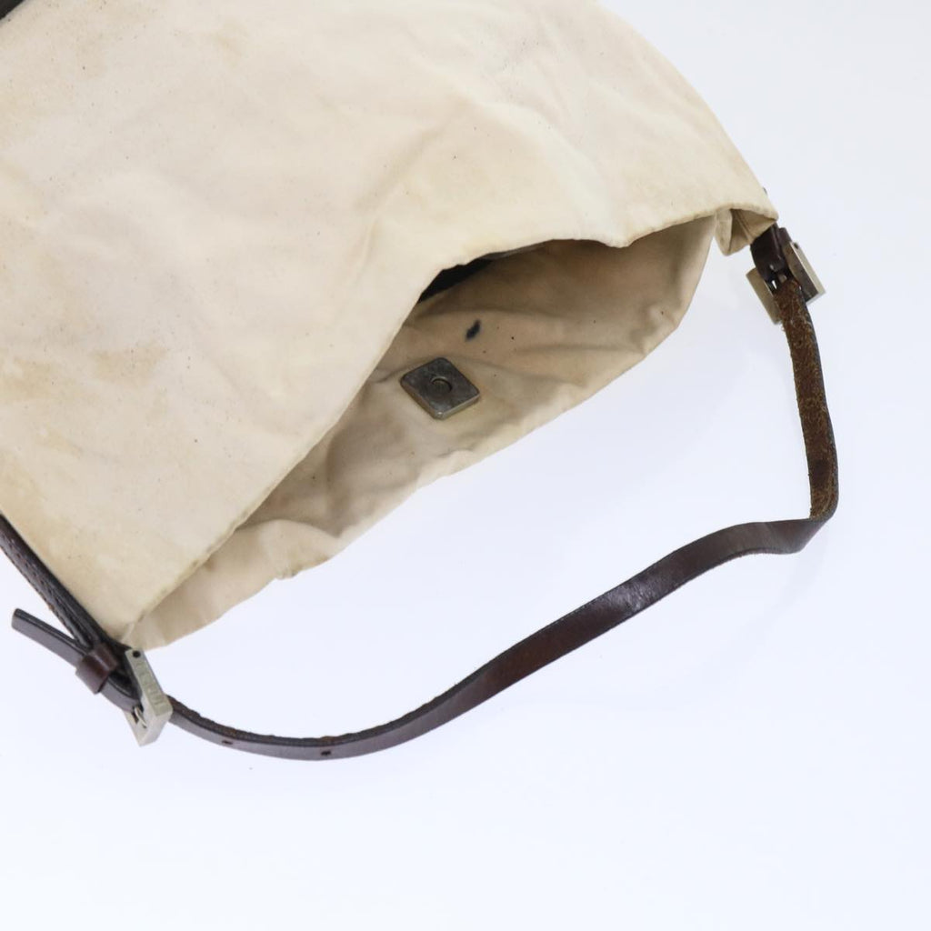 FENDI Pecan Canvas Clutch Shoulder Bag Coated Nylon 4Set Gray Brown bs7508