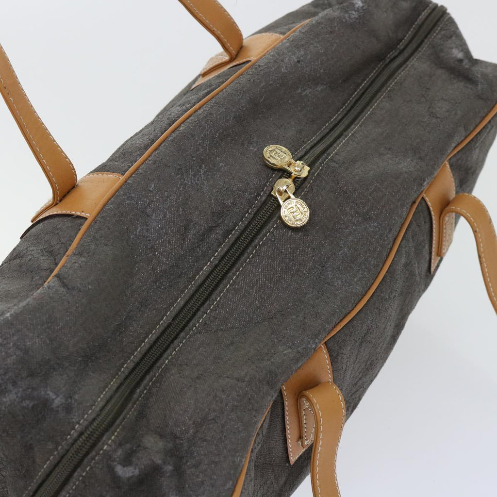 FENDI Pecan Canvas Clutch Shoulder Bag Coated Nylon 4Set Gray Brown bs7508