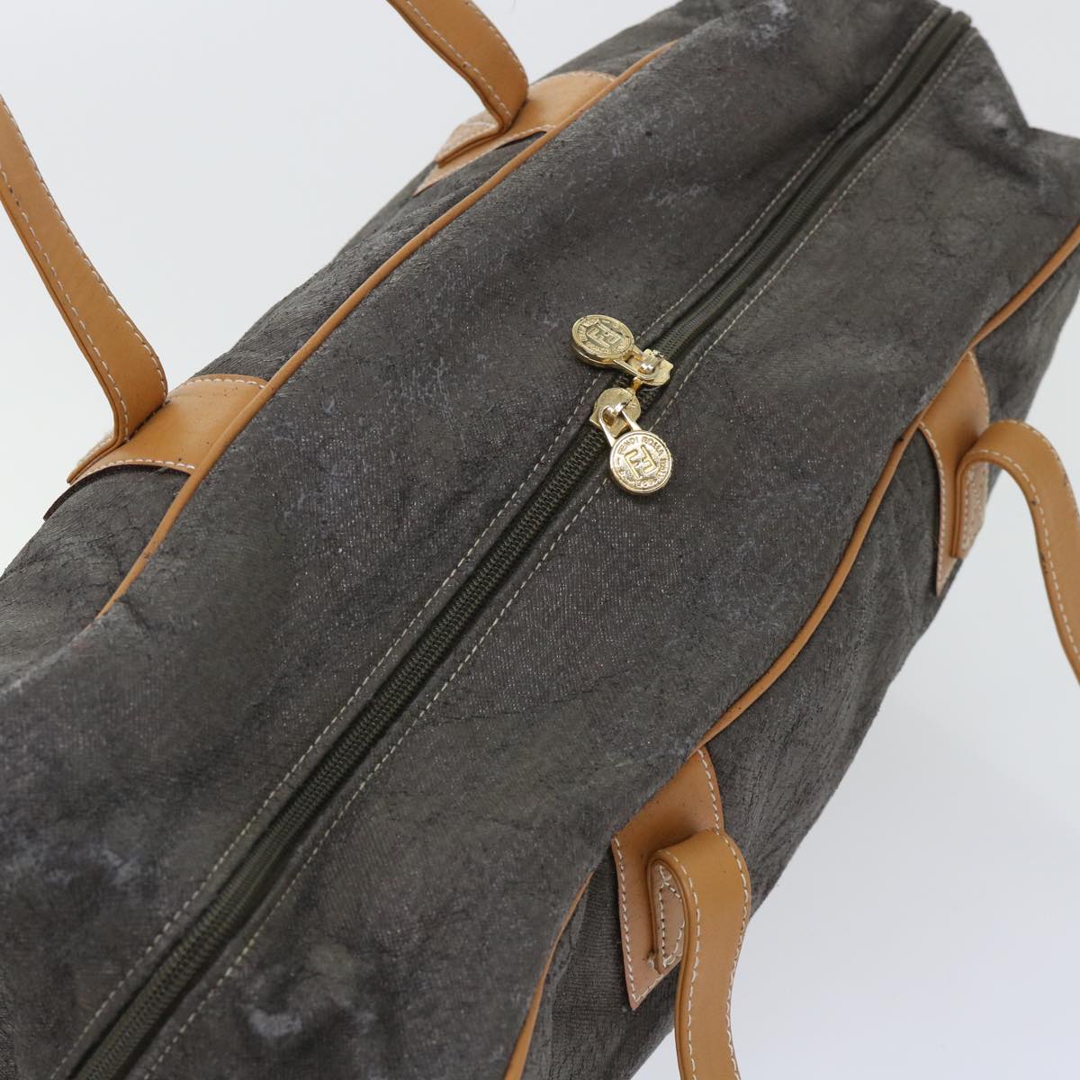 FENDI Pecan Canvas Clutch Shoulder Bag Coated Nylon 4Set Gray Brown bs7508