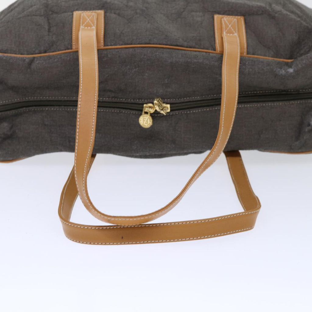 FENDI Pecan Canvas Clutch Shoulder Bag Coated Nylon 4Set Gray Brown bs7508