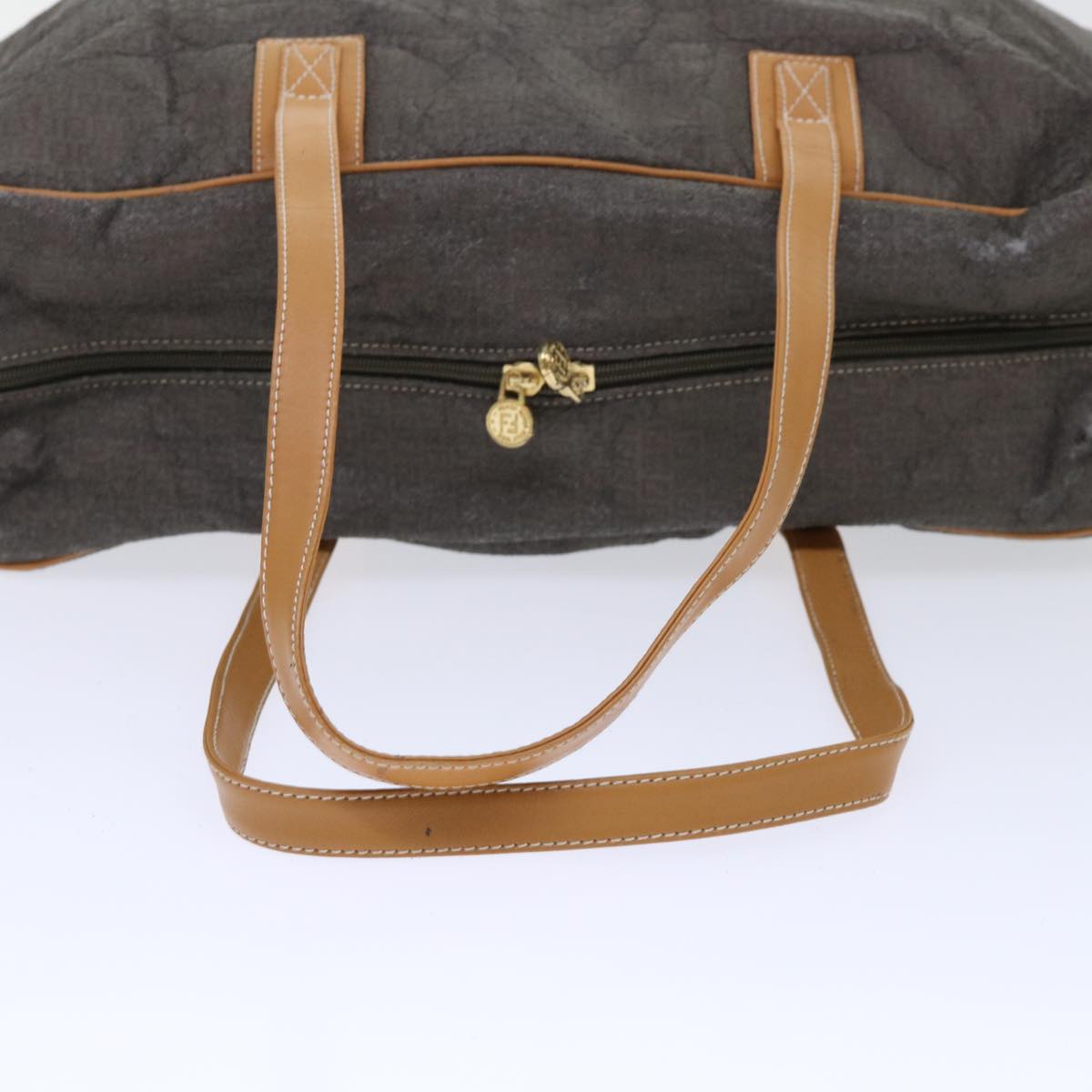 FENDI Pecan Canvas Clutch Shoulder Bag Coated Nylon 4Set Gray Brown bs7508