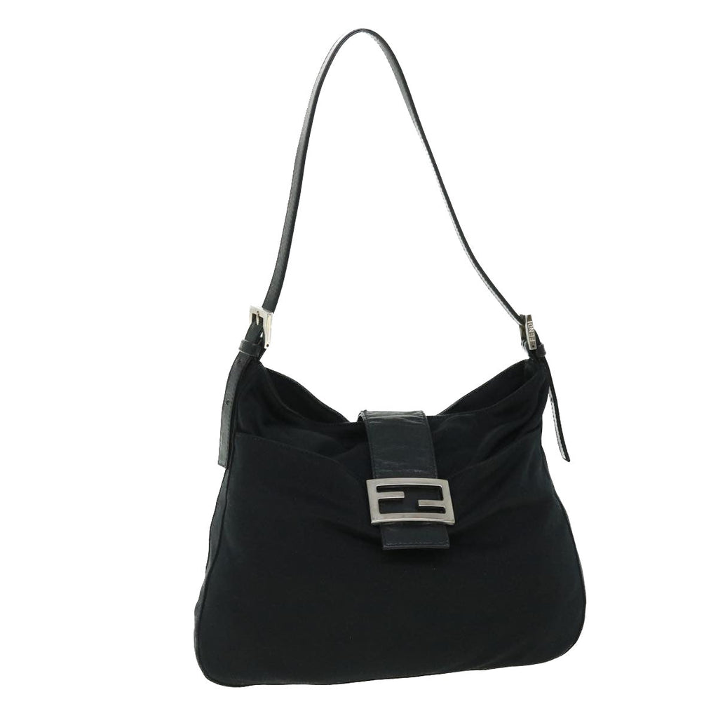 FENDI Mamma Baguette Shoulder Bag Nylon Black bs7517