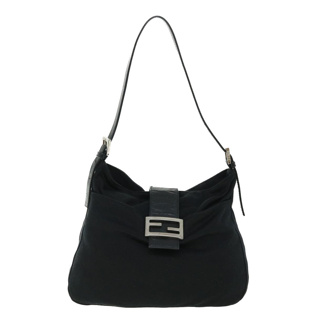 FENDI Mamma Baguette Shoulder Bag Nylon Black bs7517