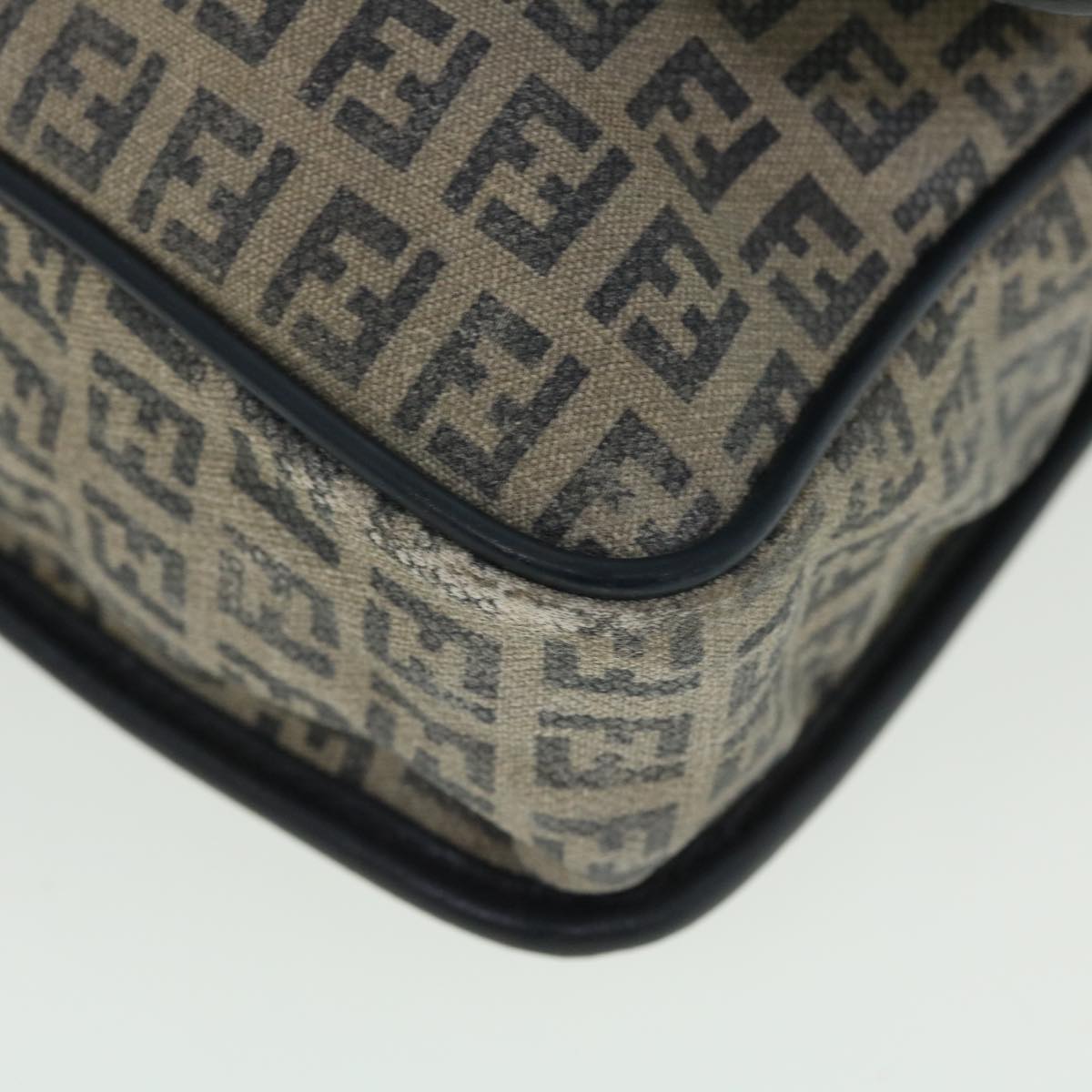 FENDI Zucchino Canvas Shoulder Bag Navy bs7520