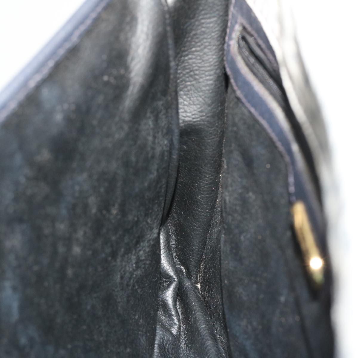 FENDI Zucchino Canvas Shoulder Bag Navy bs7520