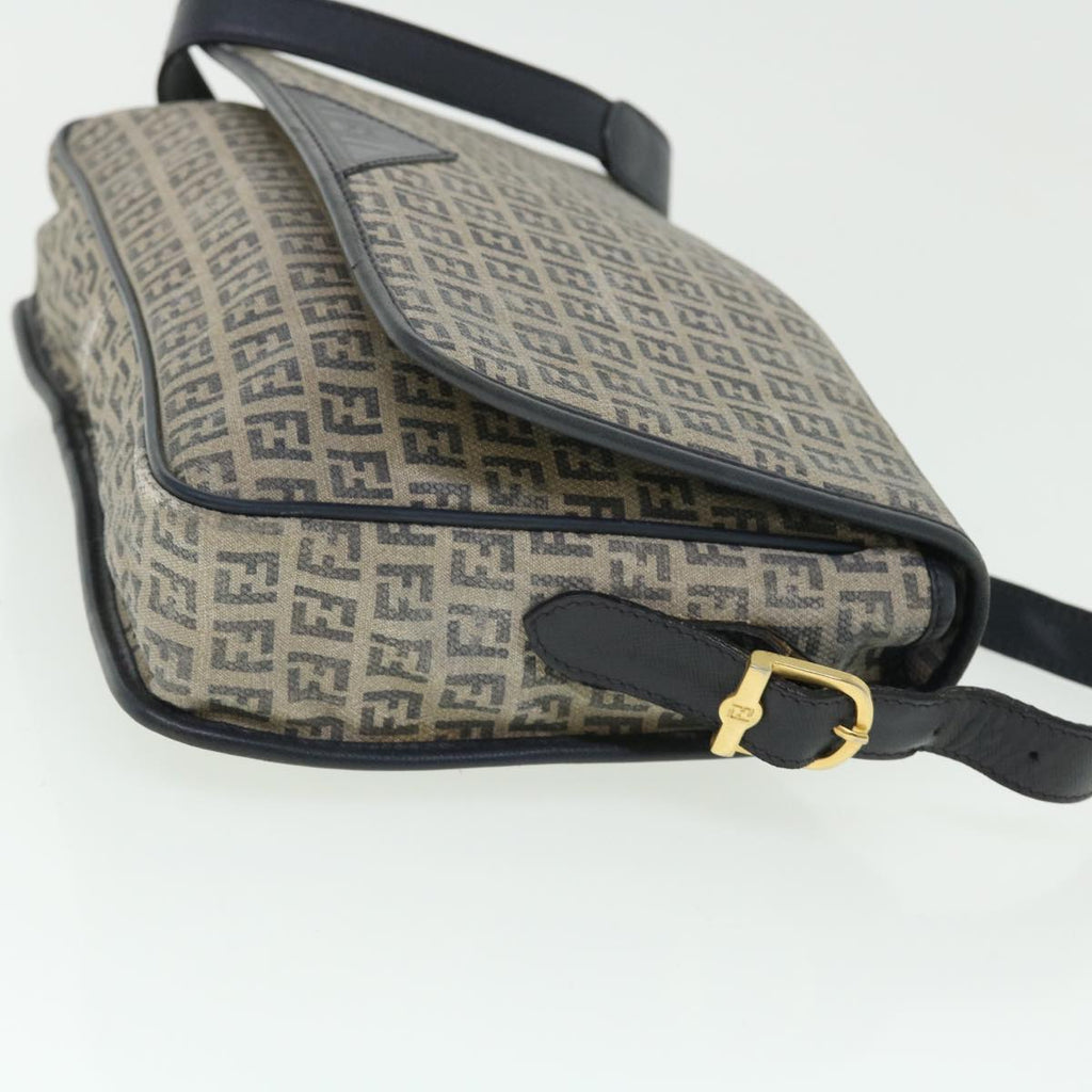 FENDI Zucchino Canvas Shoulder Bag Navy bs7520