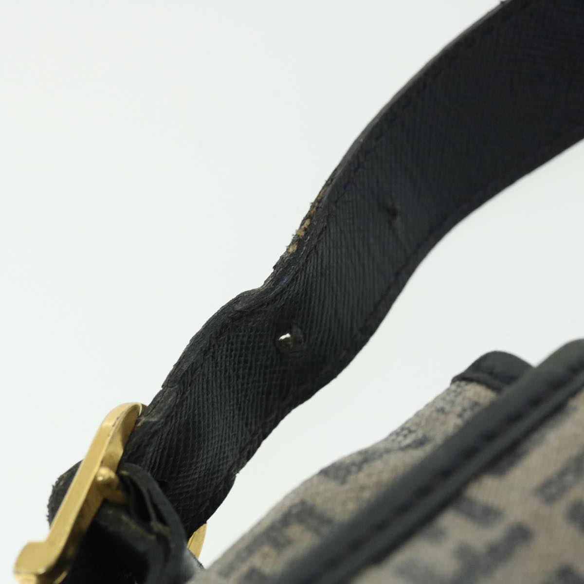 FENDI Zucchino Canvas Shoulder Bag Navy bs7520