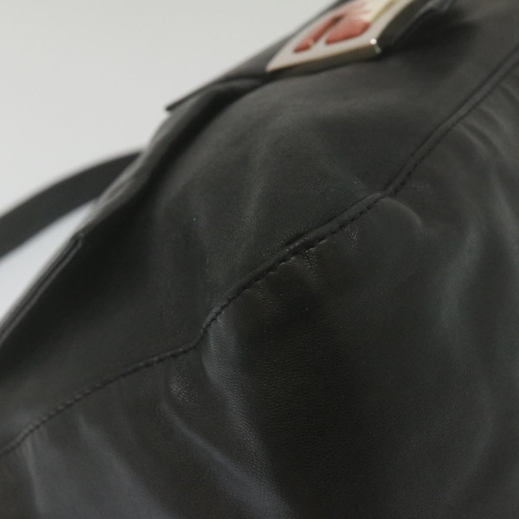 FENDI Mamma Baguette Shoulder Bag Leather Black bs753