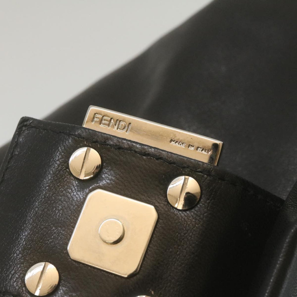 FENDI Mamma Baguette Shoulder Bag Leather Black bs753