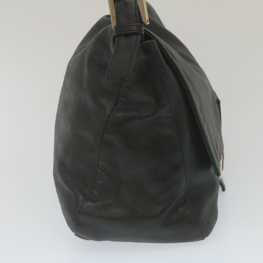 FENDI Mamma Baguette Shoulder Bag Leather Black bs753