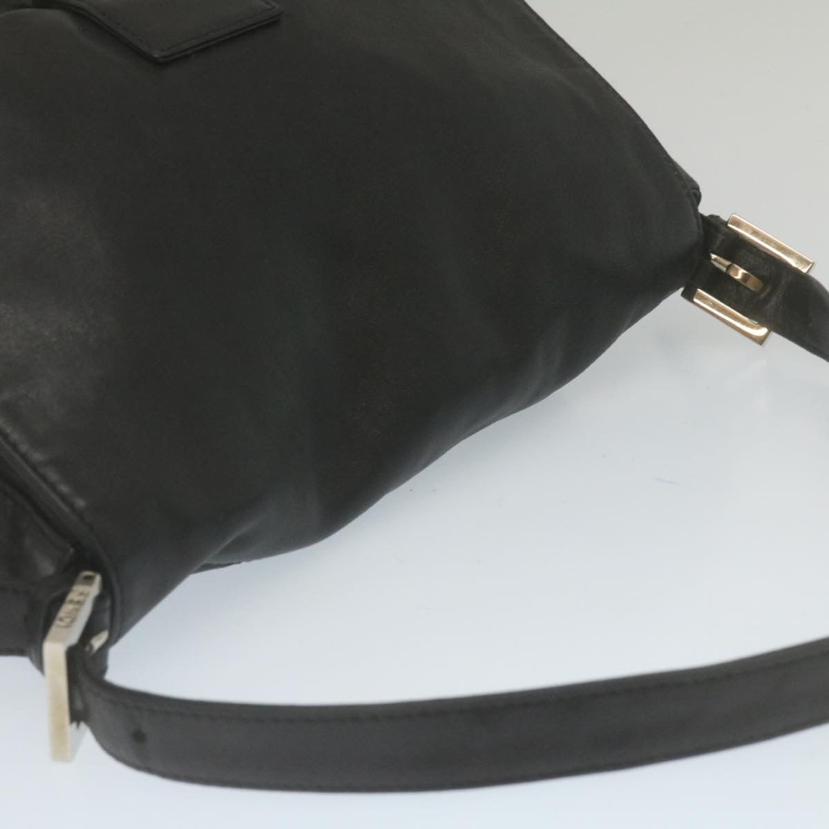 FENDI Mamma Baguette Shoulder Bag Leather Black bs753