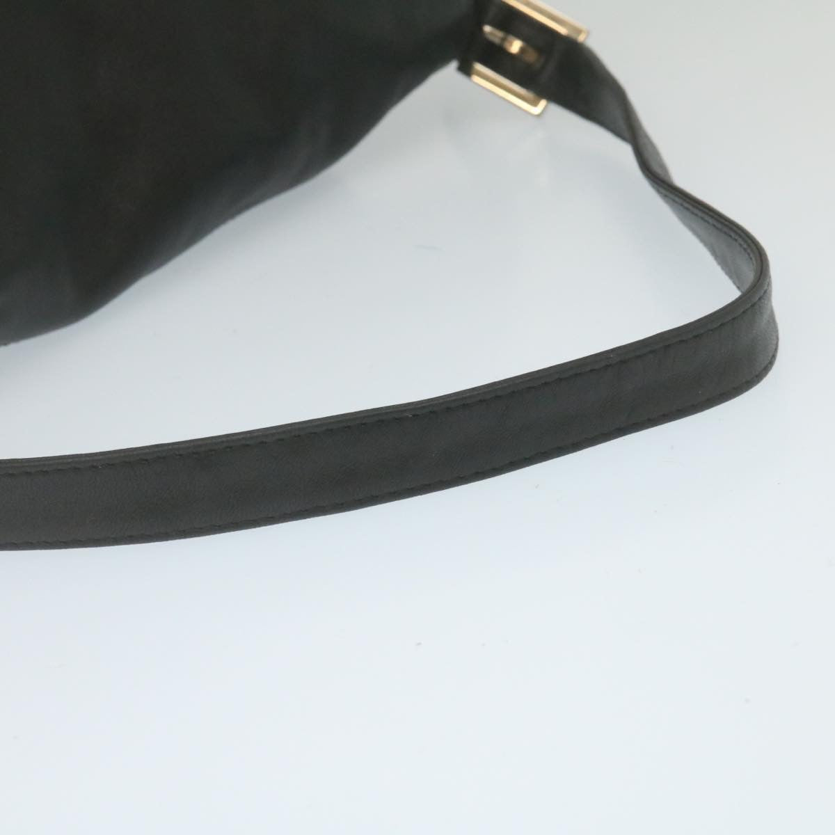 FENDI Mamma Baguette Shoulder Bag Leather Black bs753