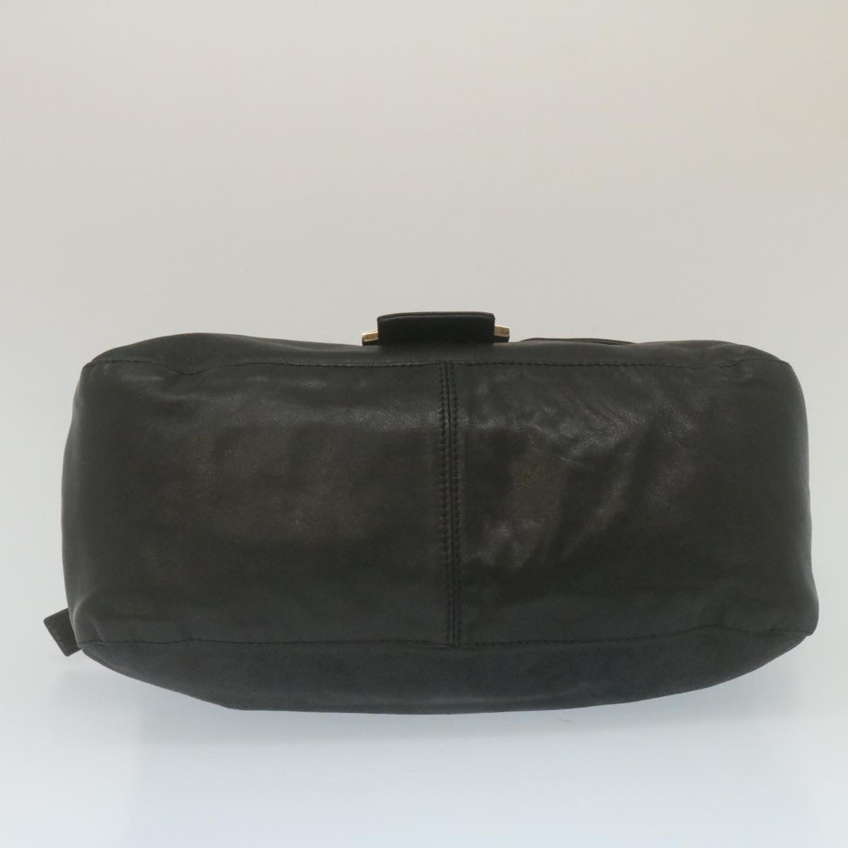 FENDI Mamma Baguette Shoulder Bag Leather Black bs753
