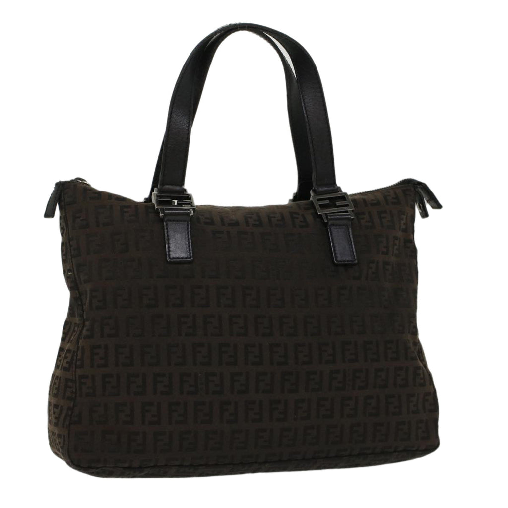 FENDI Zucchino Canvas Hand Bag Dark Brown bs7565