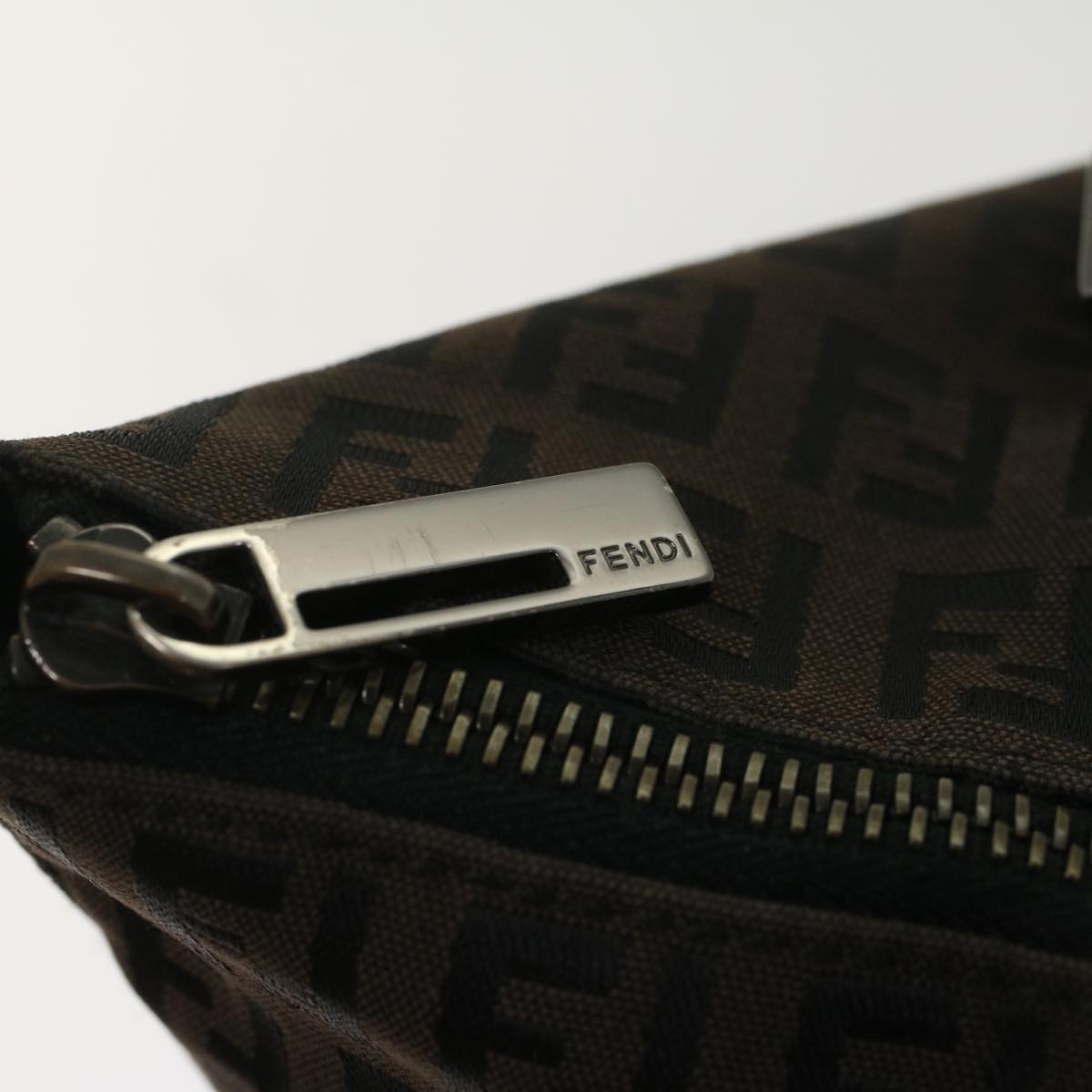 FENDI Zucchino Canvas Hand Bag Dark Brown bs7565