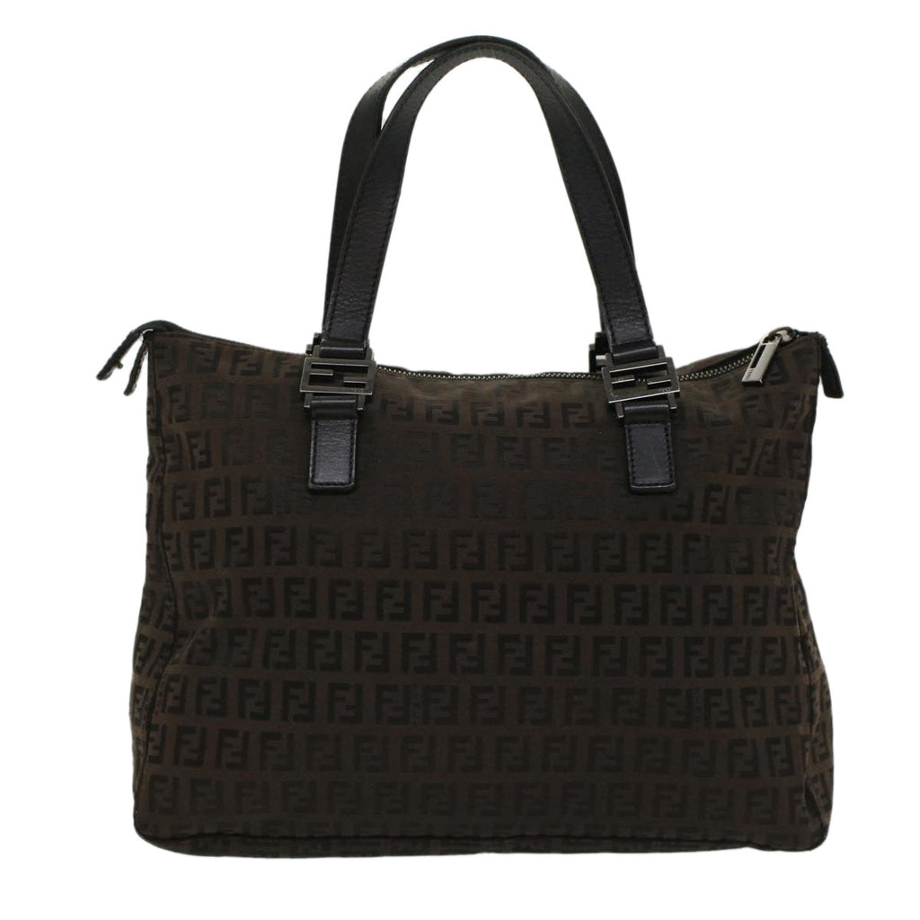 FENDI Zucchino Canvas Hand Bag Dark Brown bs7565