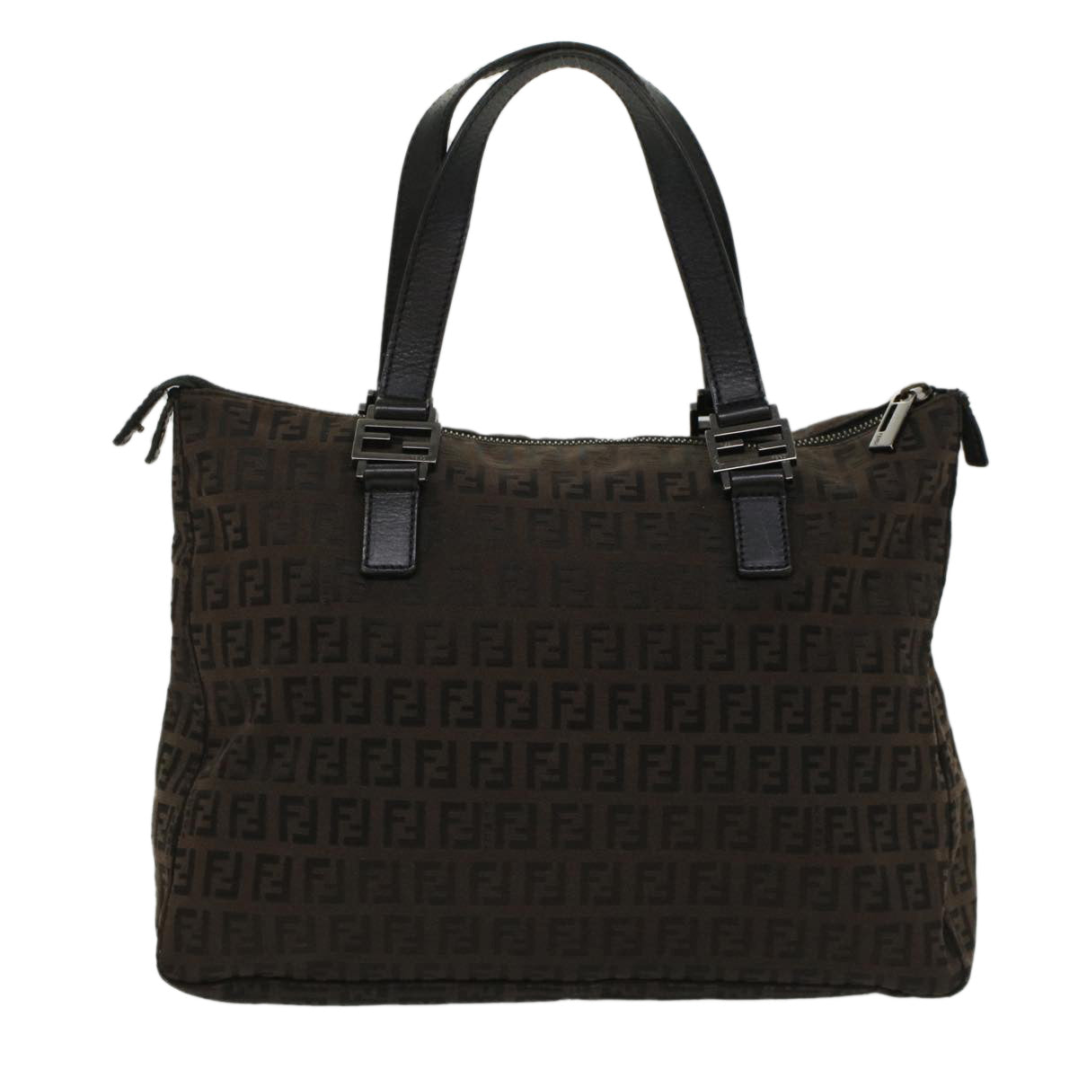 FENDI Zucchino Canvas Hand Bag Dark Brown bs7565