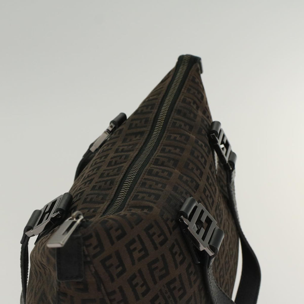 FENDI Zucchino Canvas Hand Bag Dark Brown bs7565