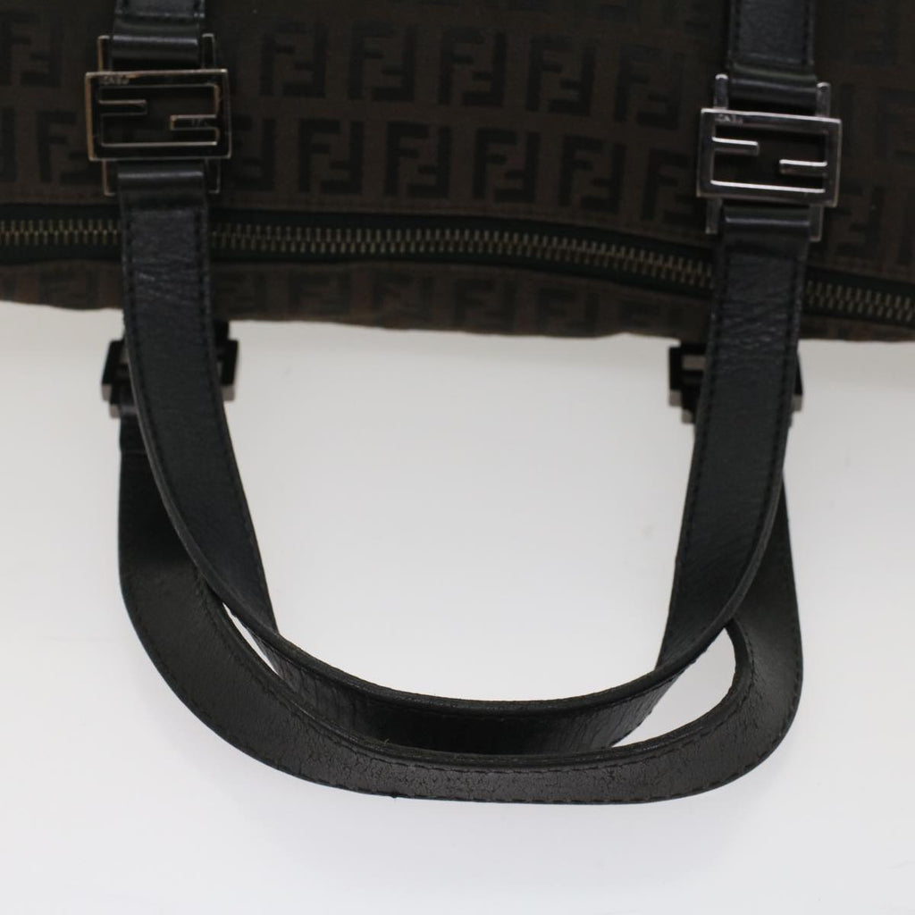 FENDI Zucchino Canvas Hand Bag Dark Brown bs7565