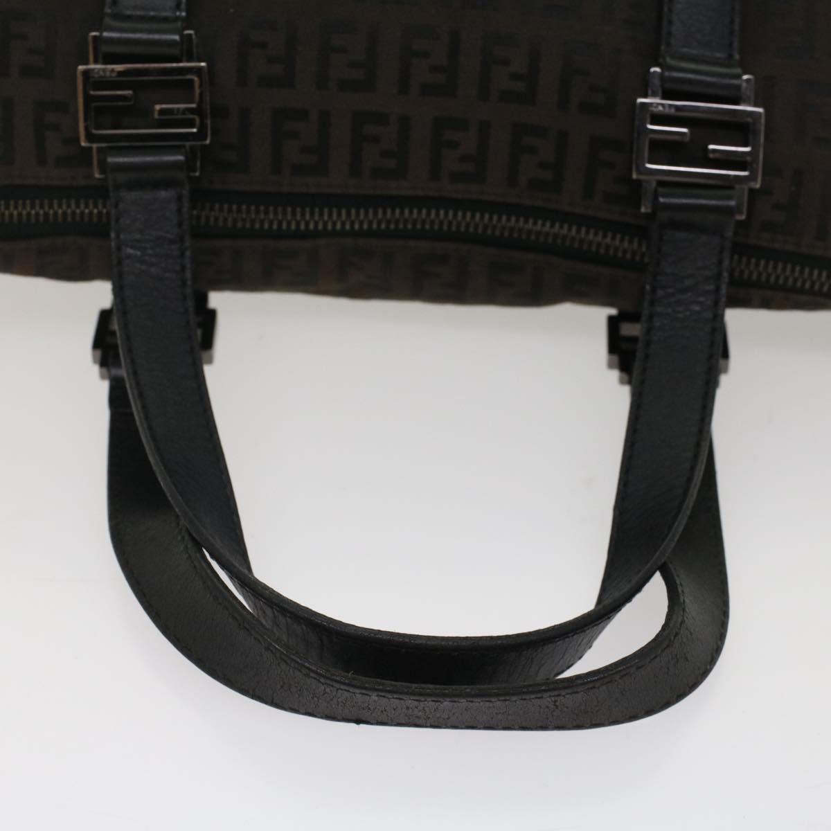 FENDI Zucchino Canvas Hand Bag Dark Brown bs7565