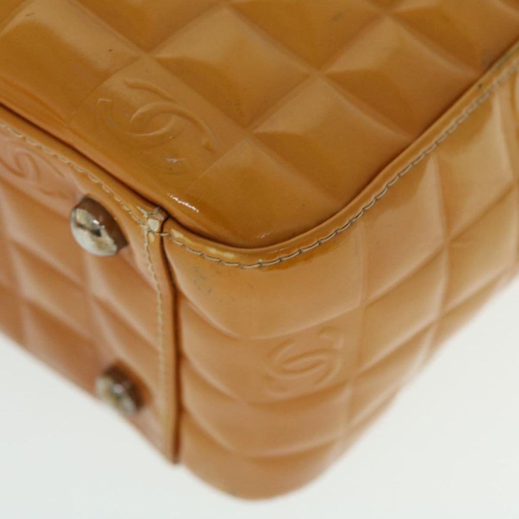CHANEL Hand Bag Patent leather Yellow CC bs7609