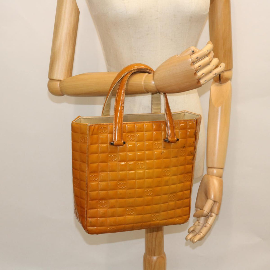 CHANEL Hand Bag Patent leather Yellow CC bs7609