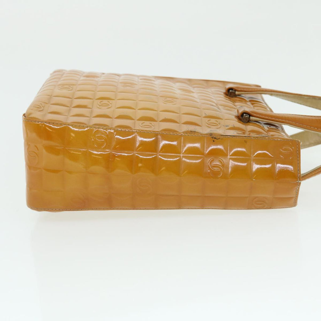 CHANEL Hand Bag Patent leather Yellow CC bs7609