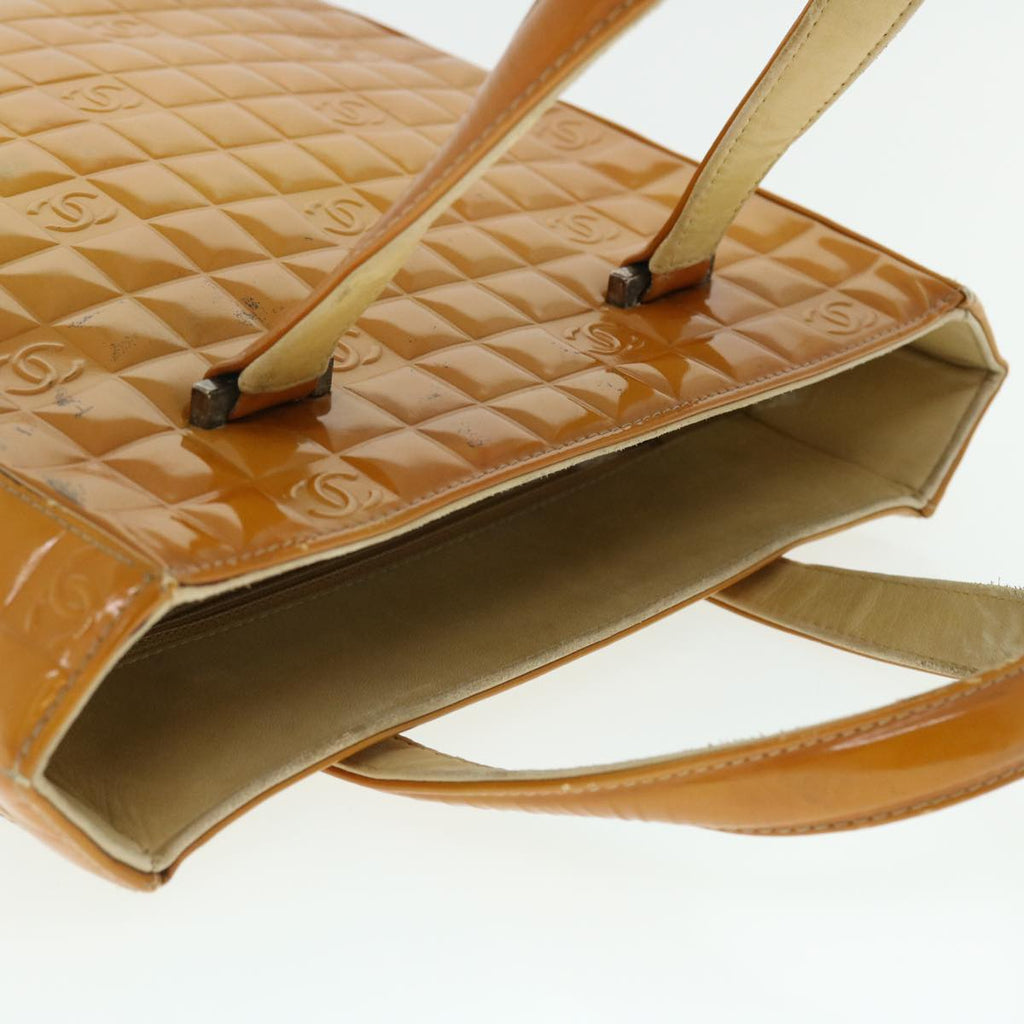 CHANEL Hand Bag Patent leather Yellow CC bs7609