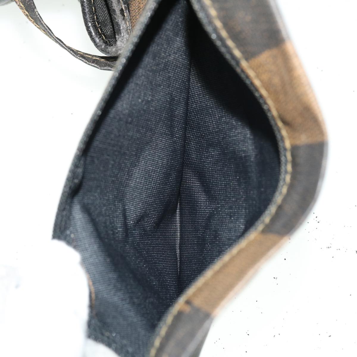 FENDI Pecan Canvas Pouch Shoulder Bag Leather 3Set Brown Black bs7664