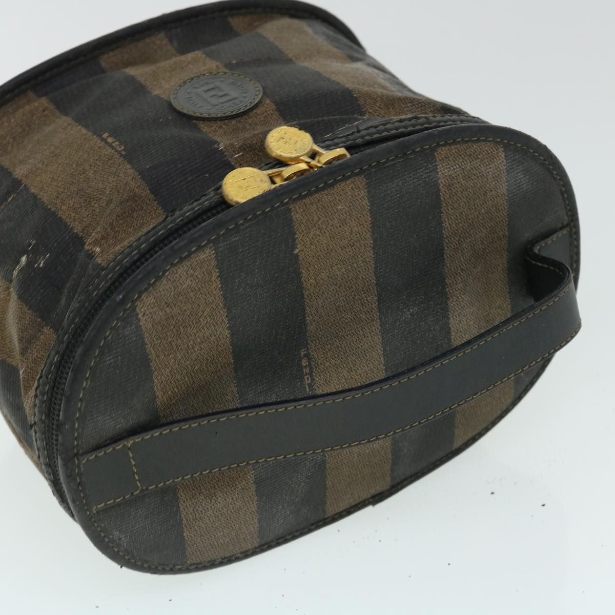 FENDI Pecan Canvas Pouch Shoulder Bag Leather 3Set Brown Black bs7664