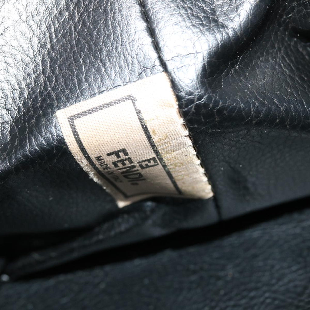 FENDI Pecan Canvas Pouch Shoulder Bag Leather 3Set Brown Black bs7664