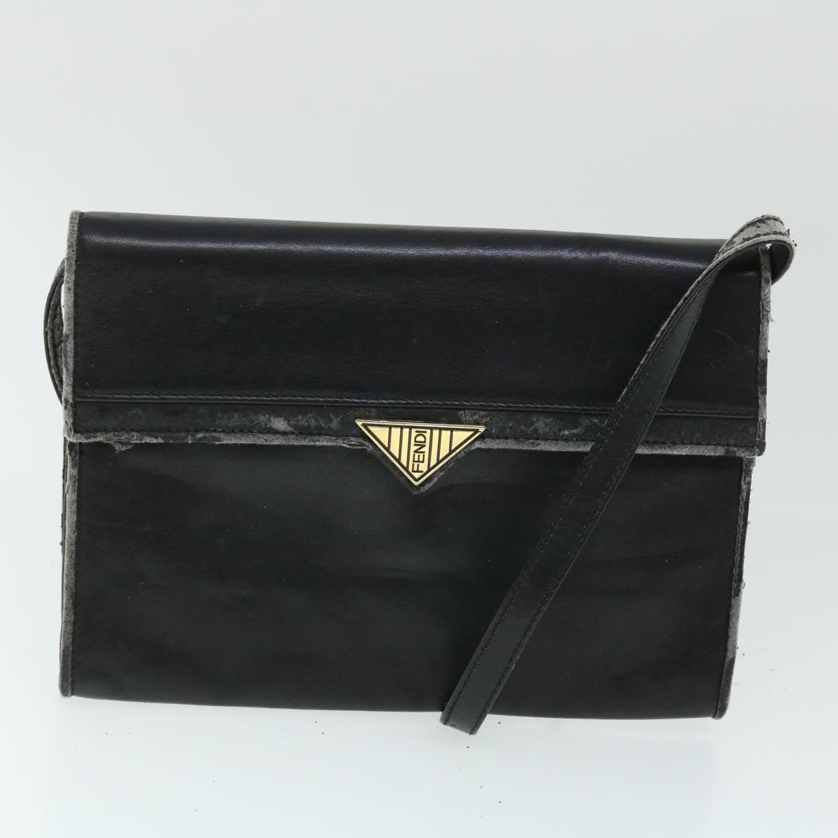 FENDI Pecan Canvas Pouch Shoulder Bag Leather 3Set Brown Black bs7664