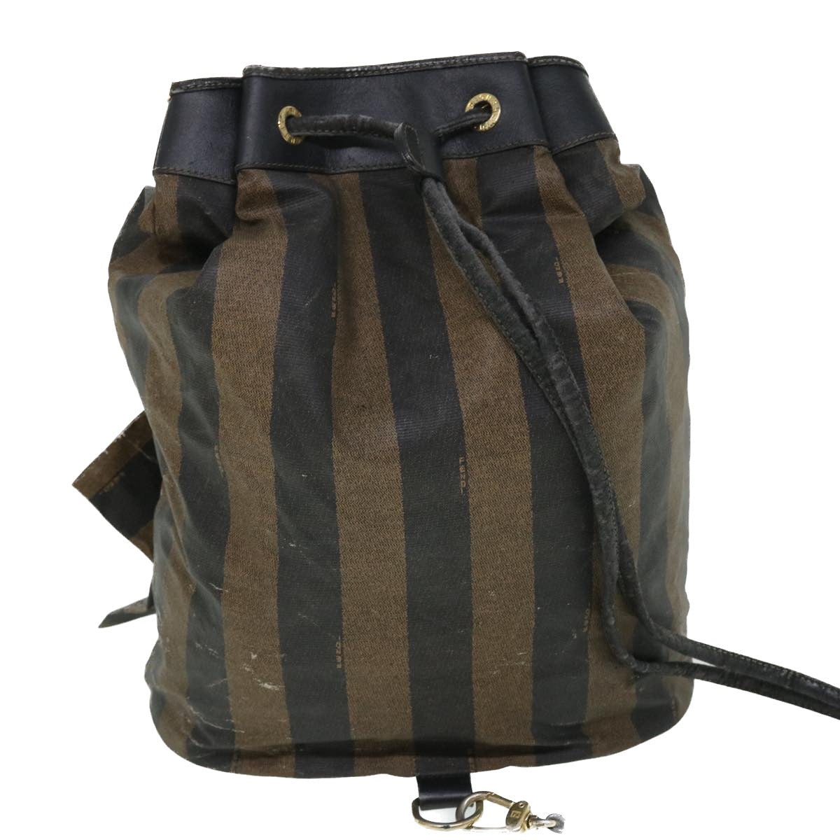 FENDI Pecan Canvas Pouch Shoulder Bag Leather 3Set Brown Black bs7664