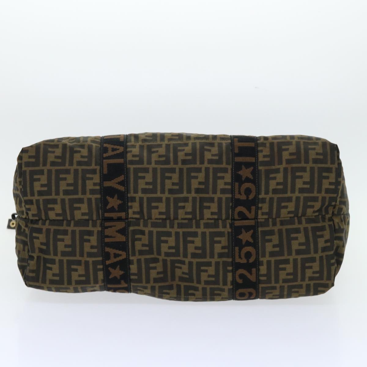 FENDI Zucca Canvas Boston Bag Nylon Brown Black bs7674