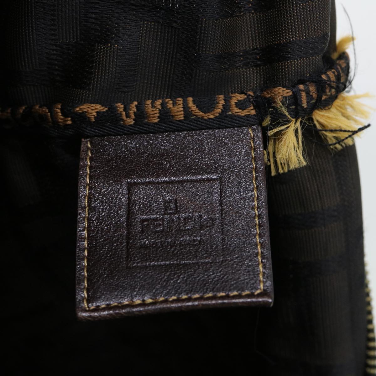 FENDI Zucca Canvas Boston Bag Nylon Brown Black bs7674