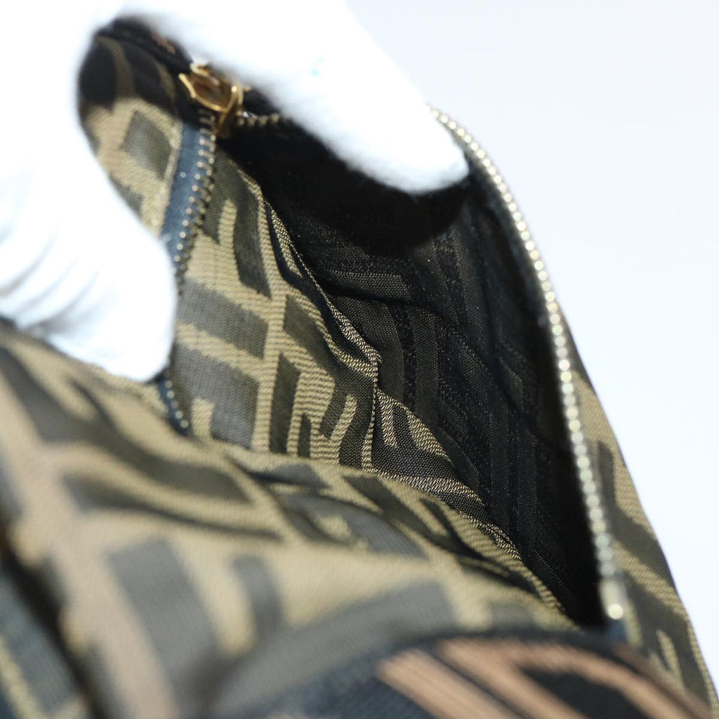 FENDI Zucca Canvas Boston Bag Nylon Brown Black bs7674