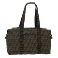 FENDI Zucca Canvas Boston Bag Nylon Brown Black bs7674