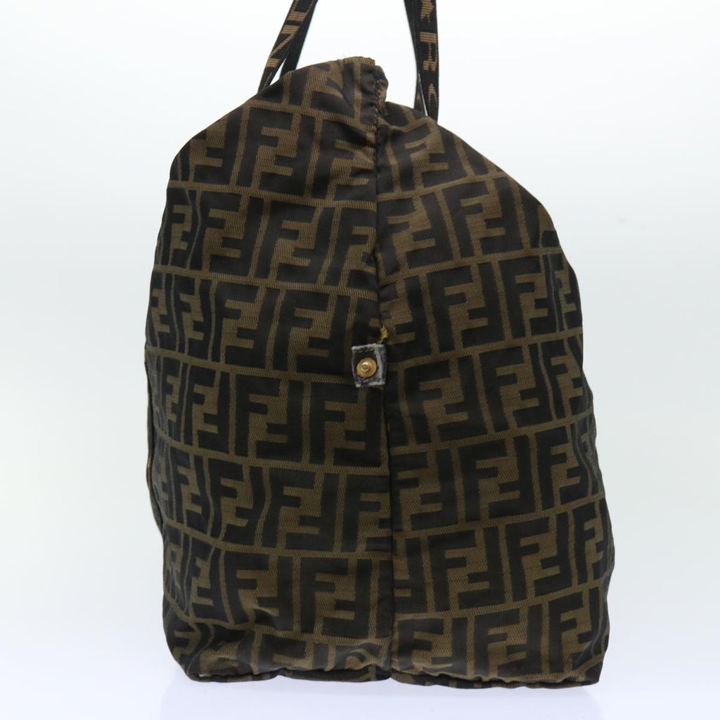 FENDI Zucca Canvas Boston Bag Nylon Brown Black bs7674