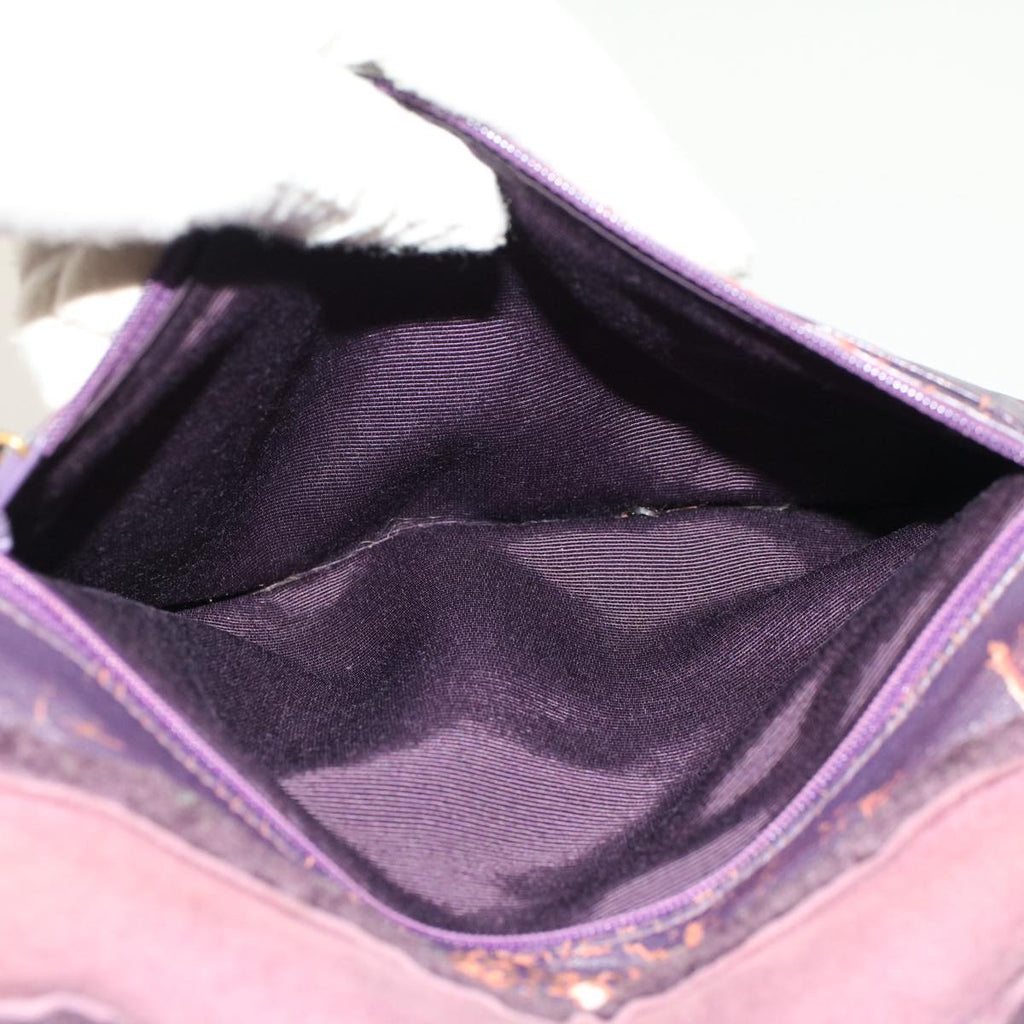 CHANEL Hand Bag Mouton Purple CC bs7682