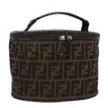 FENDI Zucca Canvas Vanity Cosmetic Pouch Black Brown bs7733