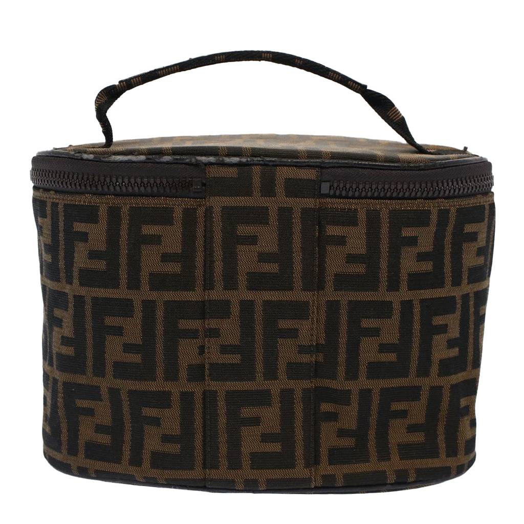 FENDI Zucca Canvas Vanity Cosmetic Pouch Black Brown bs7733