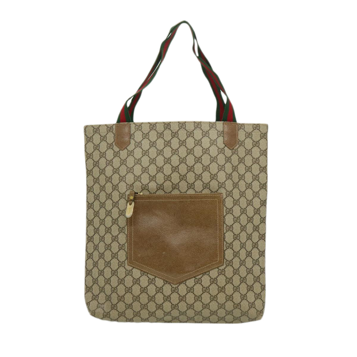 GUCCI Web Sherry Line GG Canvas Tote Bag Beige Red Green bs784
