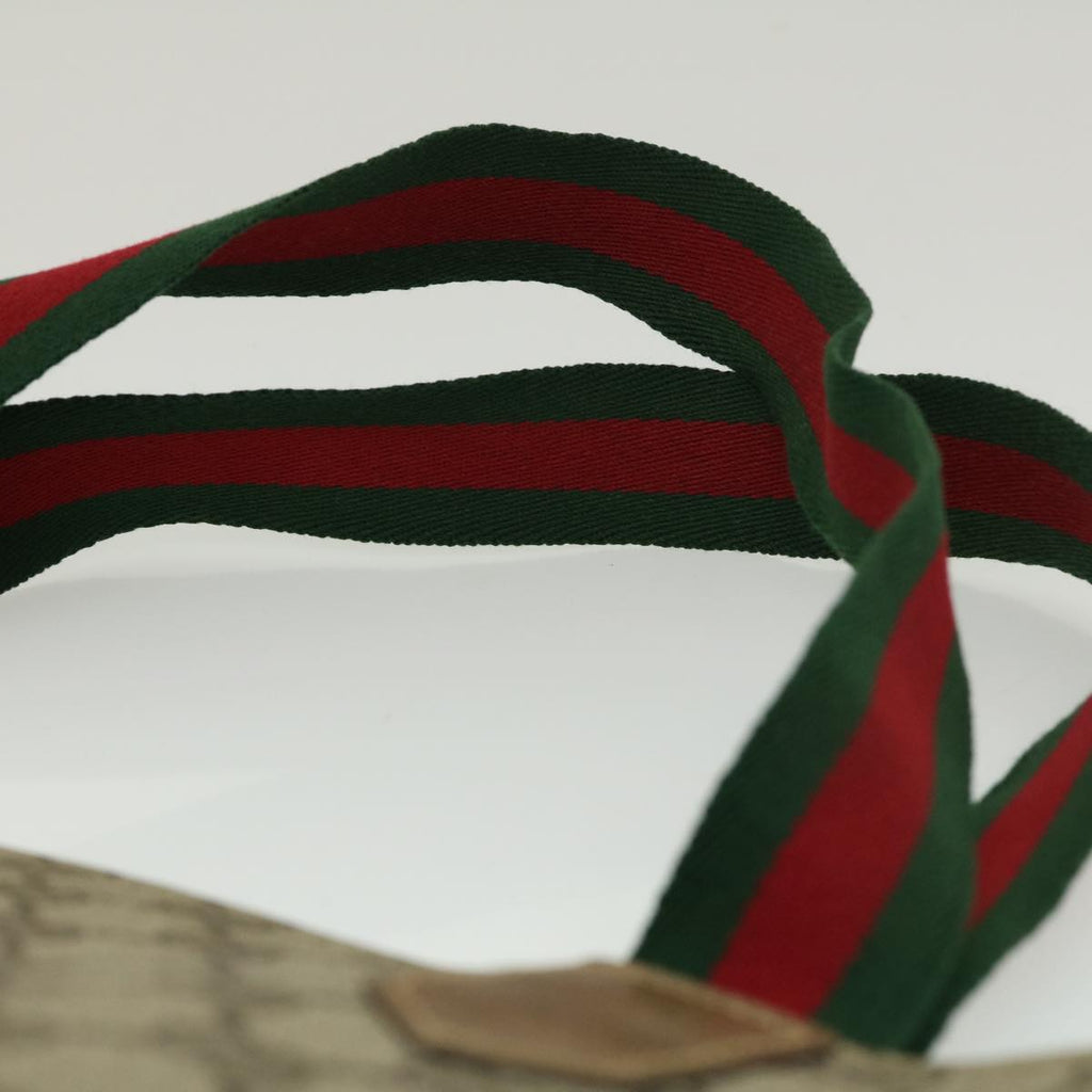 GUCCI Web Sherry Line GG Canvas Tote Bag Beige Red Green bs784