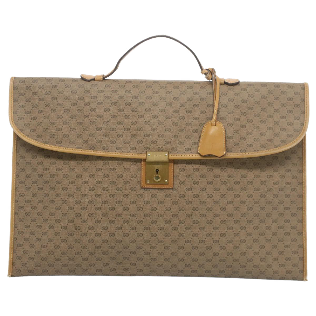 GUCCI Micro GG Canvas Business Bag PVC Leather Beige bs7876