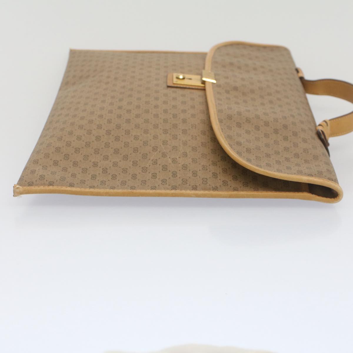 GUCCI Micro GG Canvas Business Bag PVC Leather Beige bs7876