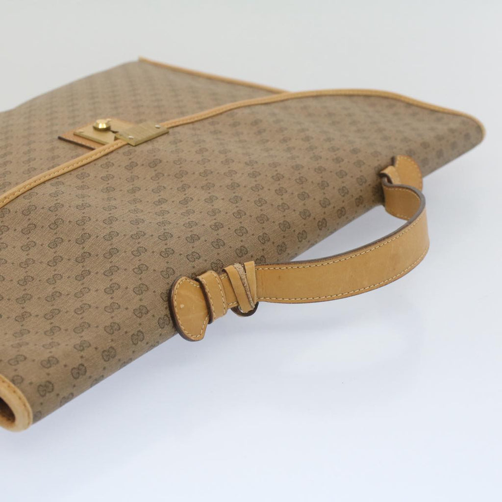GUCCI Micro GG Canvas Business Bag PVC Leather Beige bs7876