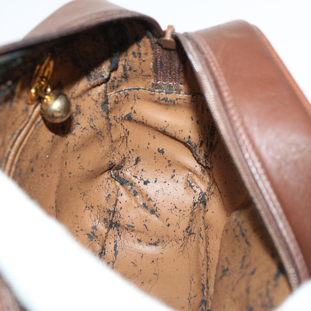 GUCCI Chain Shoulder Bag Leather Brown 001 115 1498 bs7878